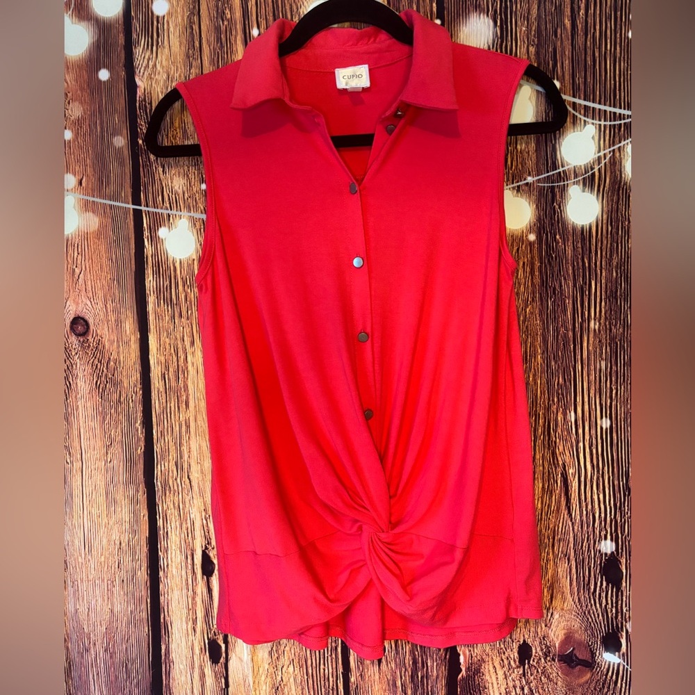 Cupio Women's Vibrant Pink Twist Front Blouse